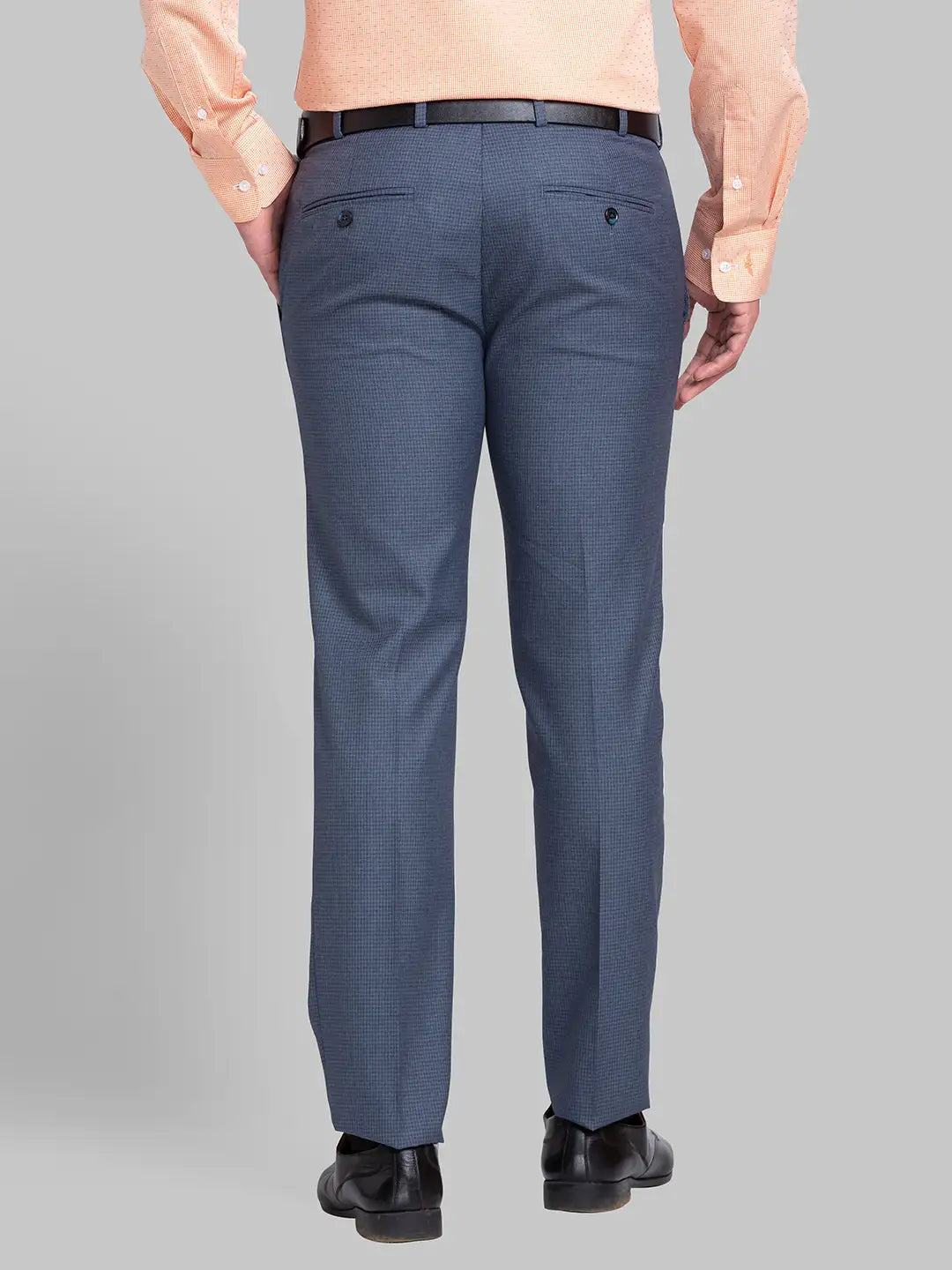 Men Blue Super Slim Fit Checks Polyester Blend Trouser
