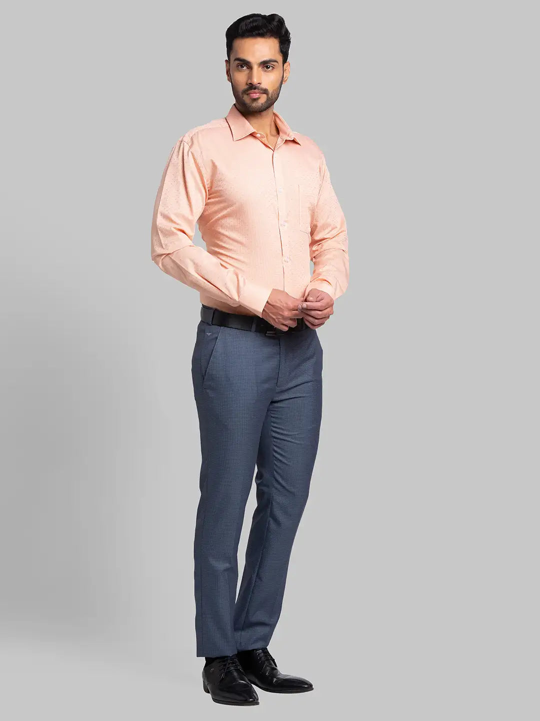 Men Blue Super Slim Fit Checks Polyester Blend Trouser