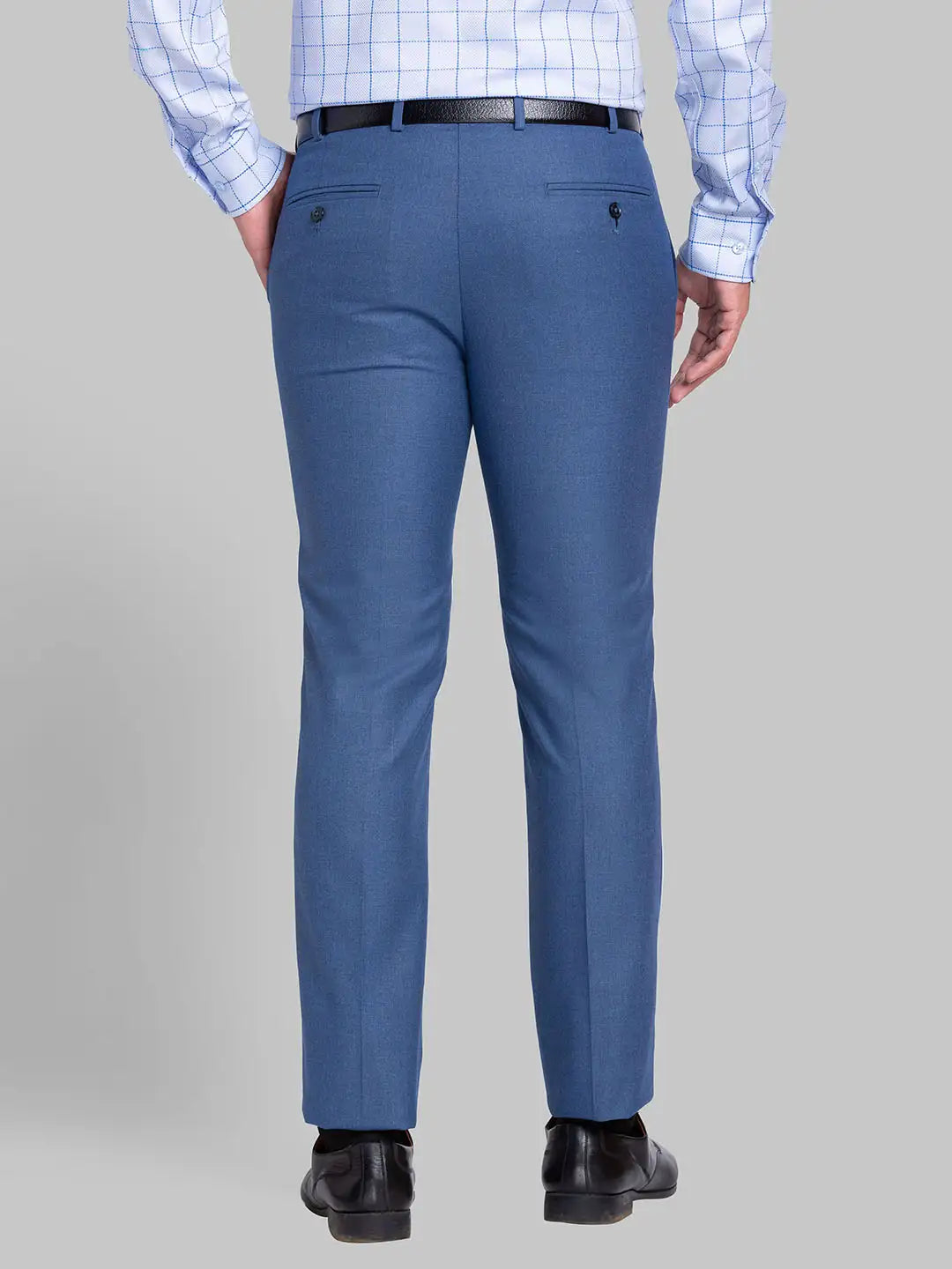 Men Blue Super Slim Fit Solid Polyester Blend Trouser