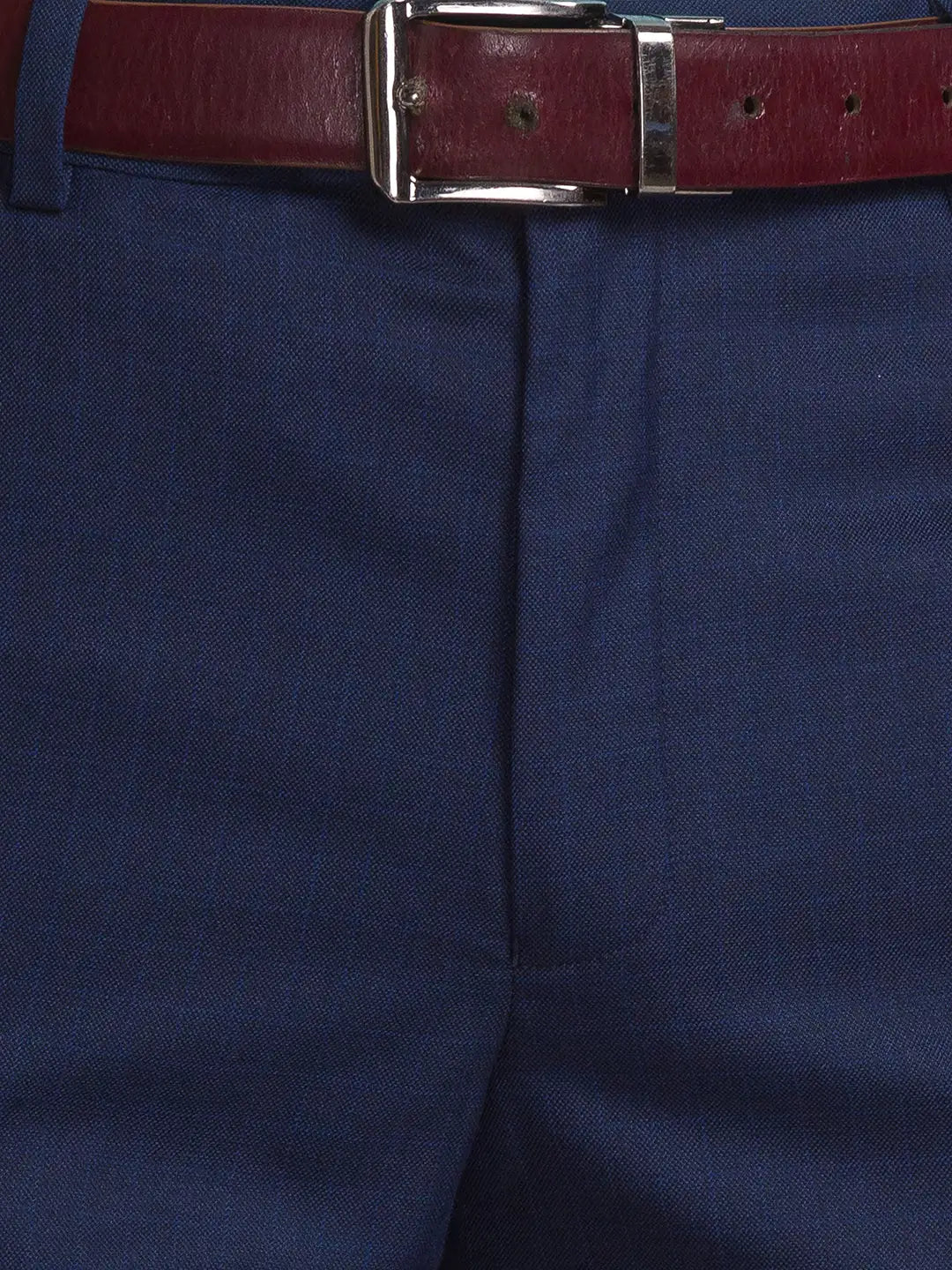 Men Blue Smart Fit Checks Polyester Blend Trouser