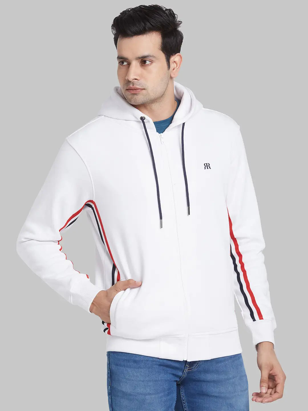 Raymond Men Orange Solid Regular Fit Cotton Blend Sweatshirt