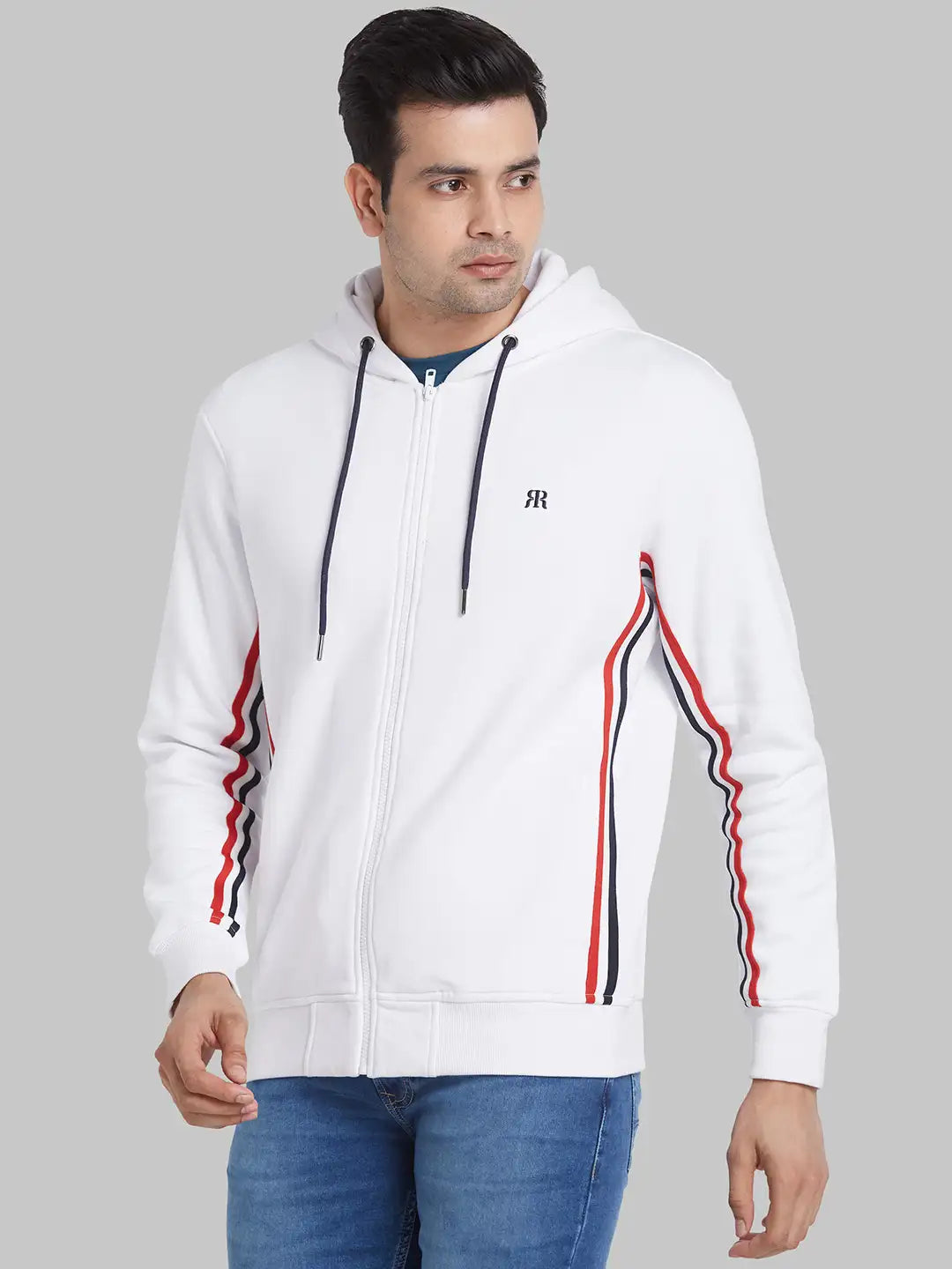 Raymond Men Orange Solid Regular Fit Cotton Blend Sweatshirt