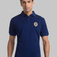 Men Blue Contemporary Fit Solid Cotton Round Neck Collar Polo T-Shirt