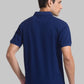 Men Blue Contemporary Fit Solid Cotton Round Neck Collar Polo T-Shirt