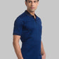 Men Blue Contemporary Fit Jacquard Cotton Polo T-Shirt