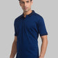 Men Blue Contemporary Fit Jacquard Cotton Polo T-Shirt
