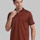 Men Maroon Contemporary Fit Jacquard Cotton Polo T-Shirt