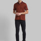 Men Maroon Contemporary Fit Jacquard Cotton Polo T-Shirt