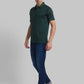 Men Green Contemporary Fit Jacquard Cotton Polo T-Shirt