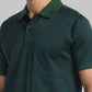 Men Green Contemporary Fit Jacquard Cotton Polo T-Shirt