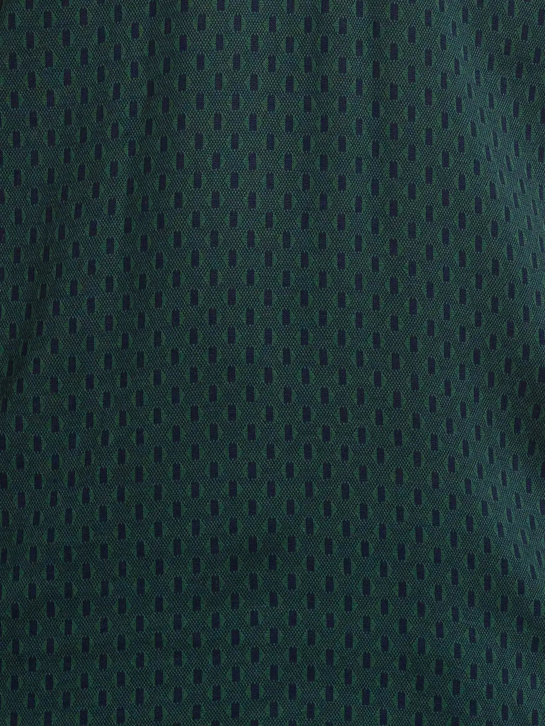 Men Green Contemporary Fit Jacquard Cotton Polo T-Shirt