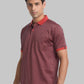 Men Red Contemporary Fit Jacquard Cotton Polo T-Shirt