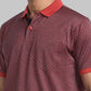 Men Red Contemporary Fit Jacquard Cotton Polo T-Shirt