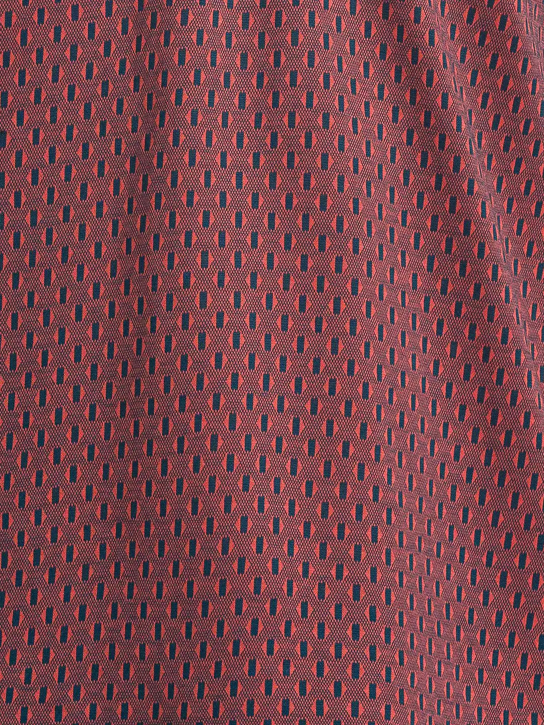 Men Red Contemporary Fit Jacquard Cotton Polo T-Shirt