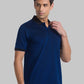 Men Black Contemporary Fit Jacquard Cotton Polo T-Shirt