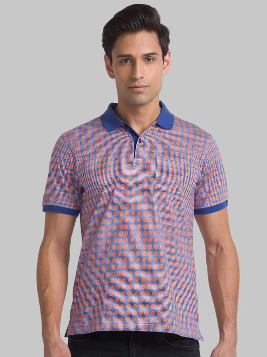 Men Maroon Contemporary Fit Print Cotton Polo T-Shirt