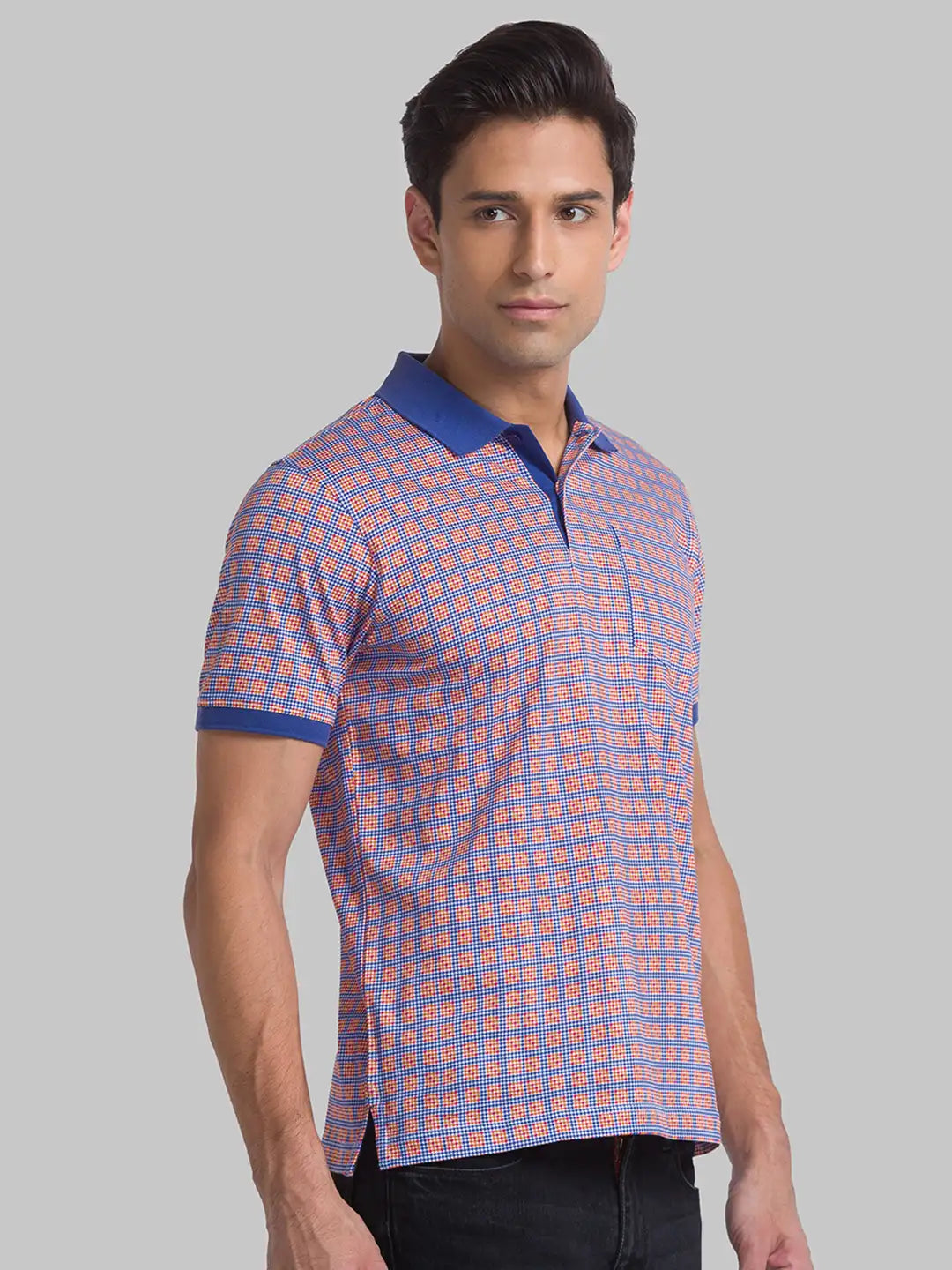 Men Maroon Contemporary Fit Print Cotton Polo T-Shirt