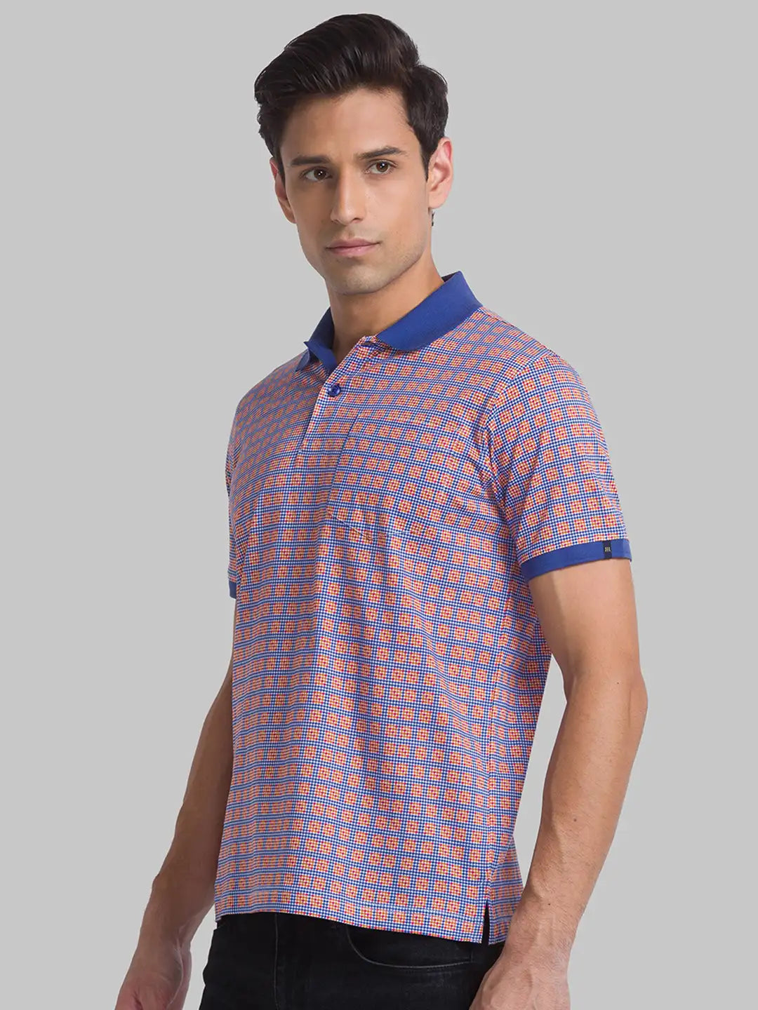 Men Maroon Contemporary Fit Print Cotton Polo T-Shirt