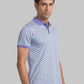 Men Blue Contemporary Fit Print Cotton Polo T-Shirt