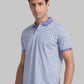Men Blue Contemporary Fit Print Cotton Polo T-Shirt