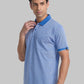 Raymond Men Blue Jacquard Contemporary Fit Cotton T-Shirt