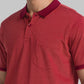 Men Maroon Contemporary Fit Jacquard Cotton T-Shirt