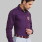 Men Violet Slim Fit Solid Cotton Shirts