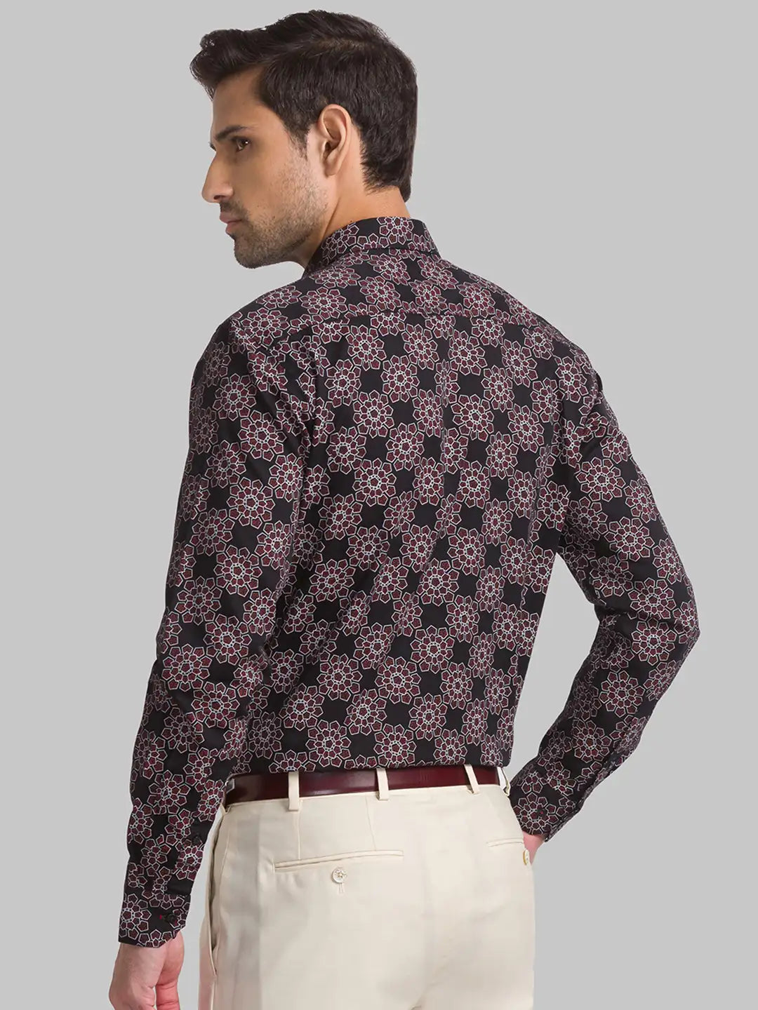 Men Maroon Contemporary Fit Print Cotton Shirts