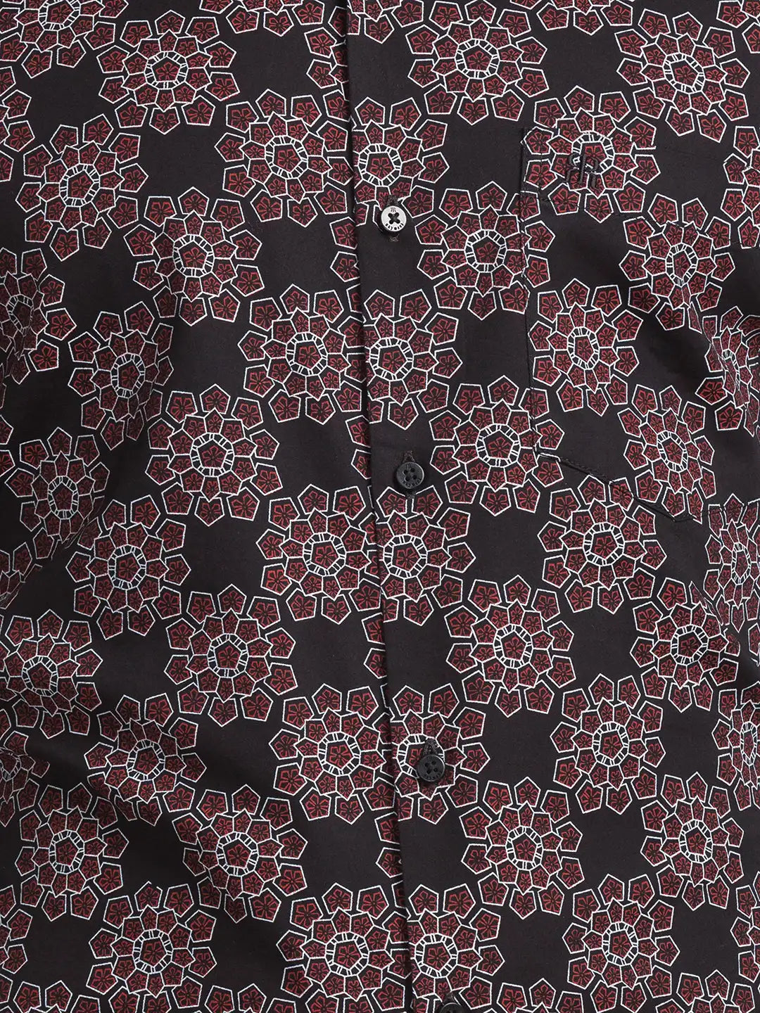 Men Maroon Contemporary Fit Print Cotton Shirts