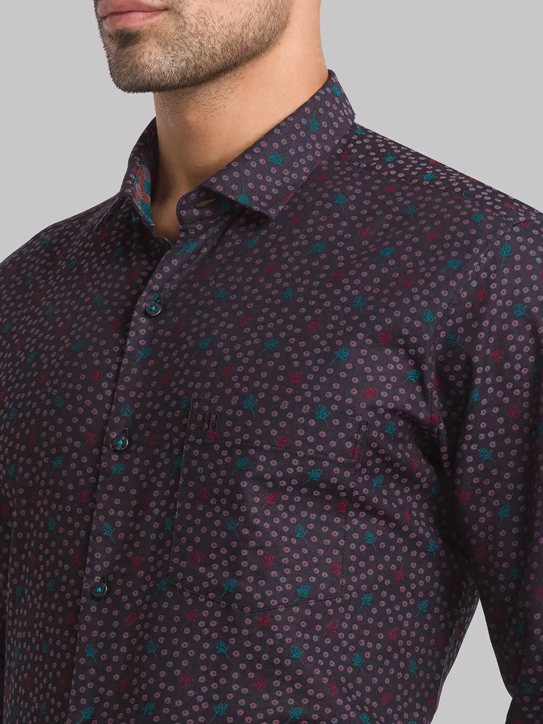 Men Red Contemporary Fit Jacquard Cotton Shirts