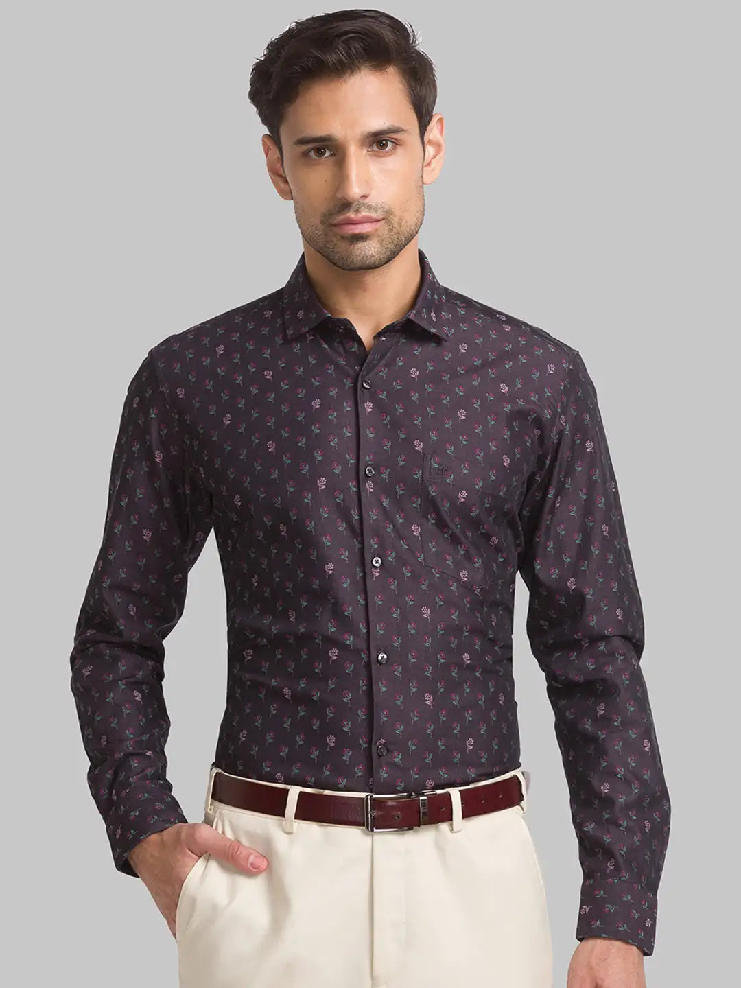 Men Green Contemporary Fit Jacquard Cotton Shirts