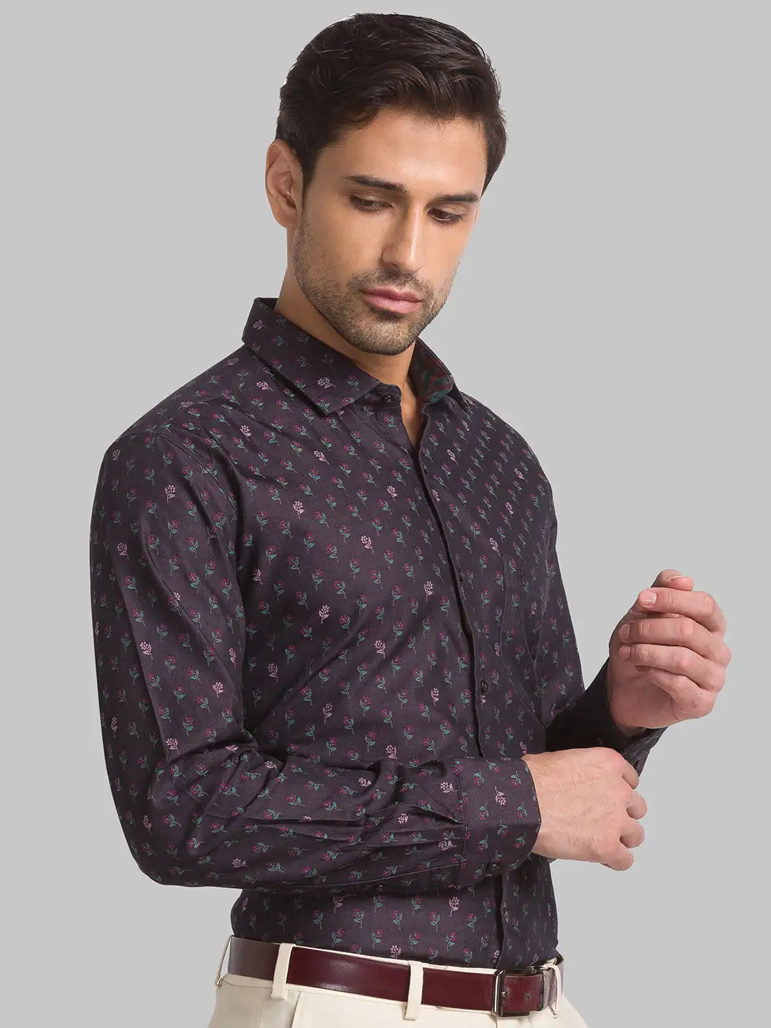 Men Green Contemporary Fit Jacquard Cotton Shirts