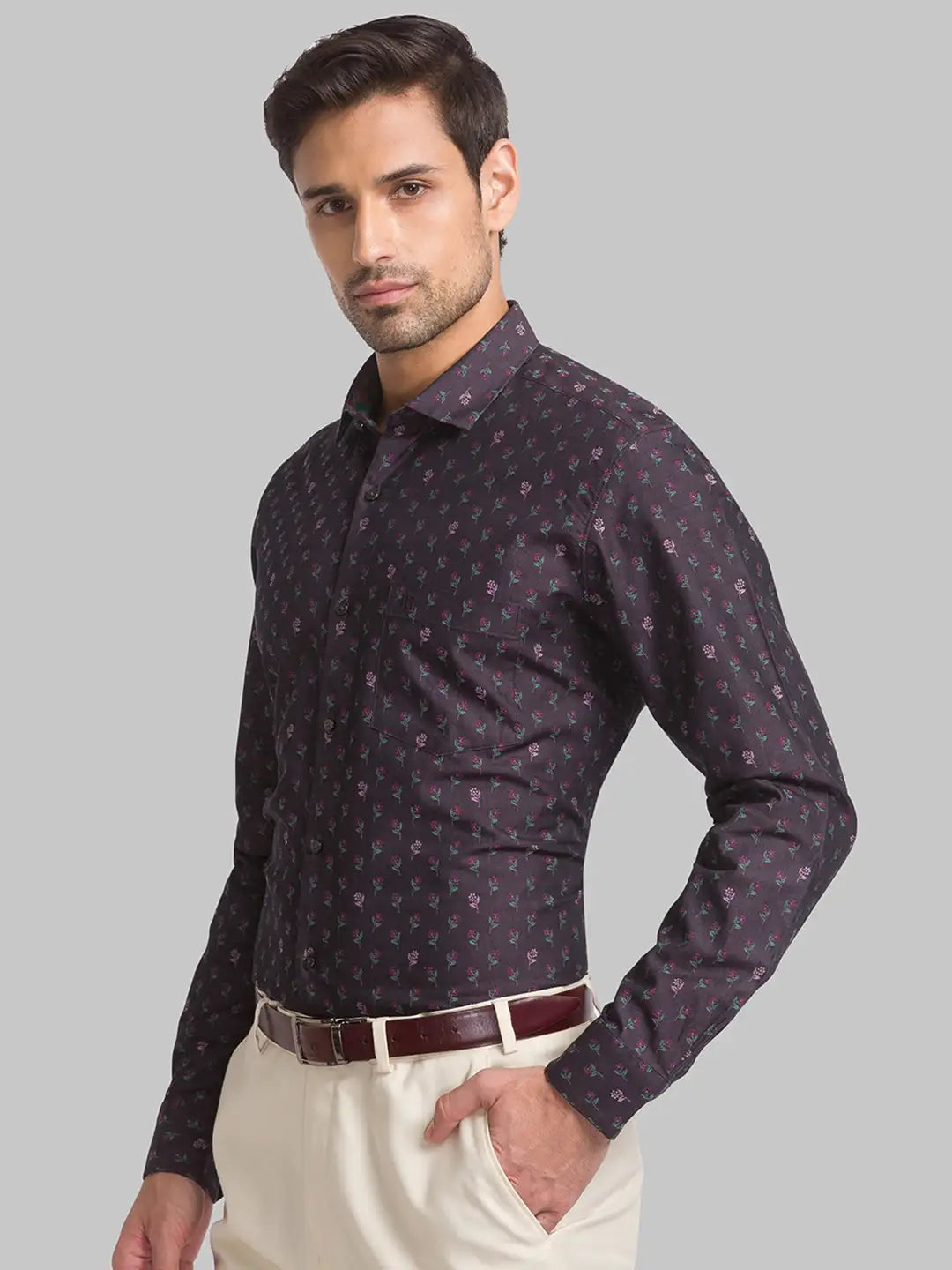 Men Green Contemporary Fit Jacquard Cotton Shirts