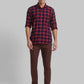 Men Brown Slim Fit Checks Cotton Blend Trouser