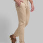 Men Fawn Slim Fit Solid Cotton Blend Trouser