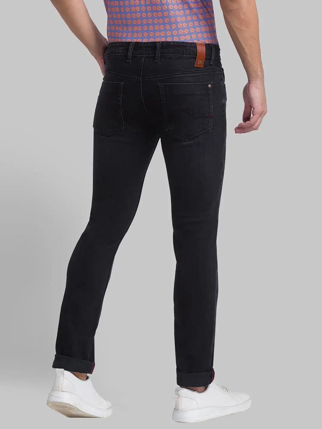 Men Black Slim Fit Solid Cotton Blend Jeans
