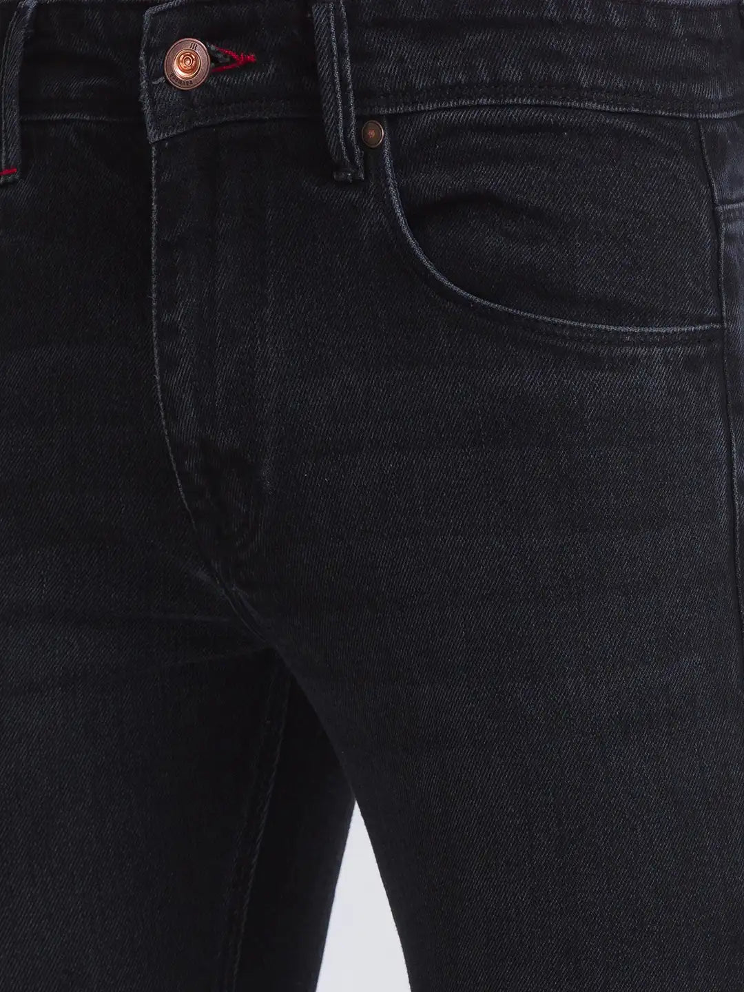 Men Black Slim Fit Solid Cotton Blend Jeans