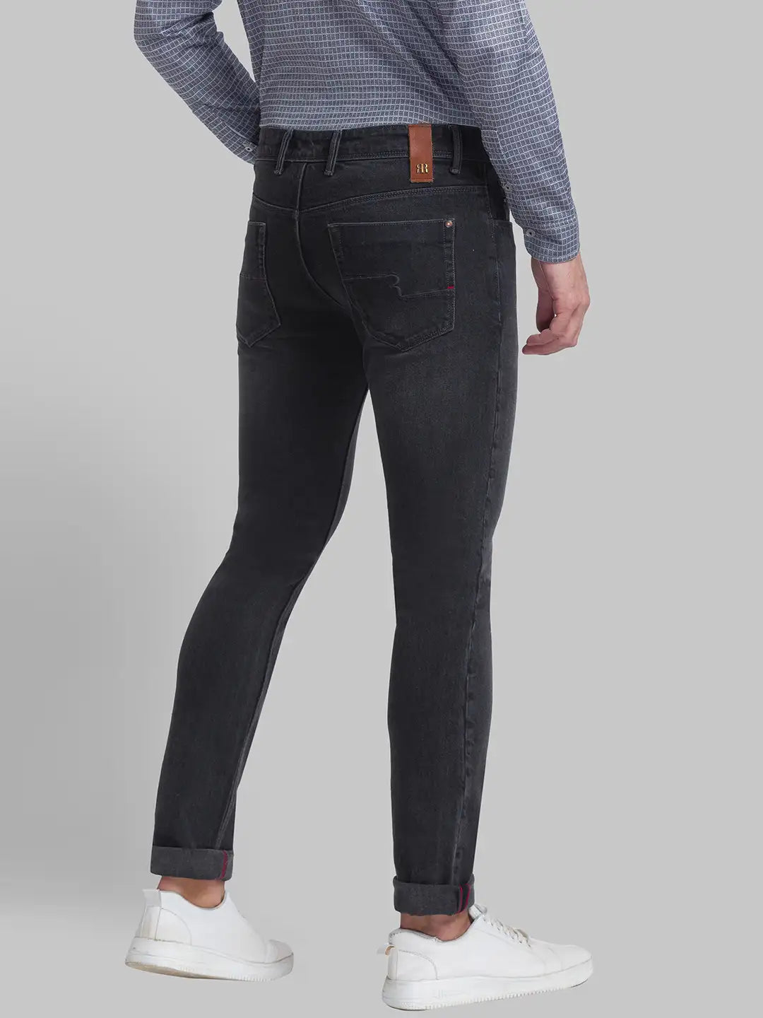 Men Grey Slim Fit Solid Cotton Blend Jeans