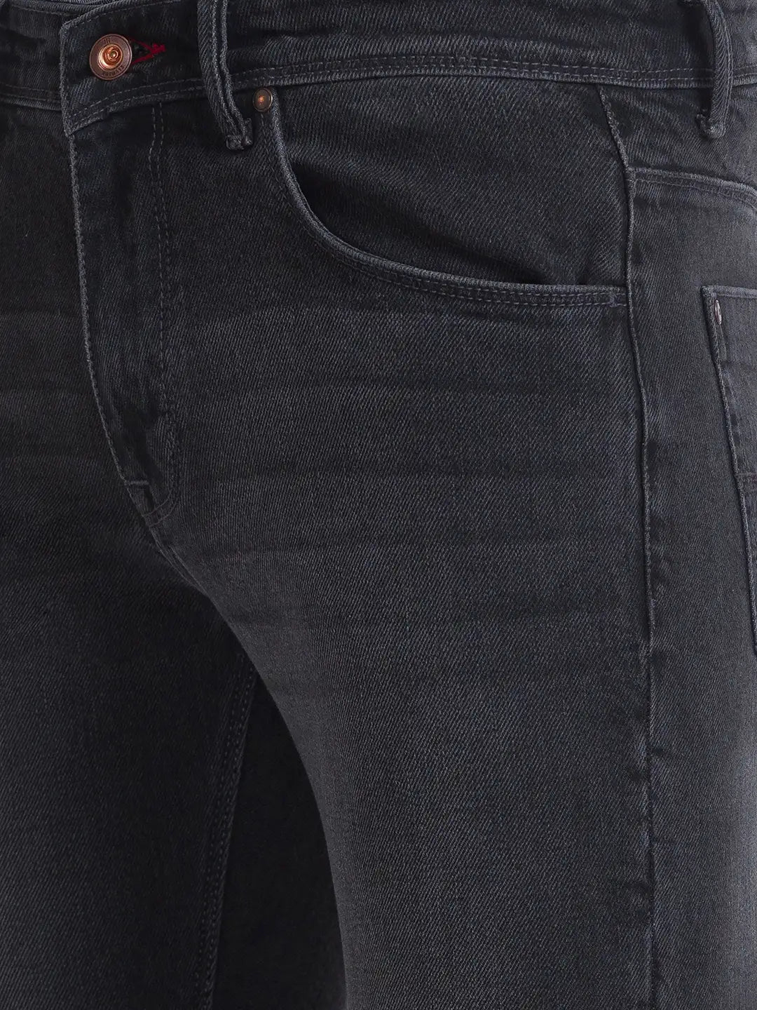 Men Grey Slim Fit Solid Cotton Blend Jeans