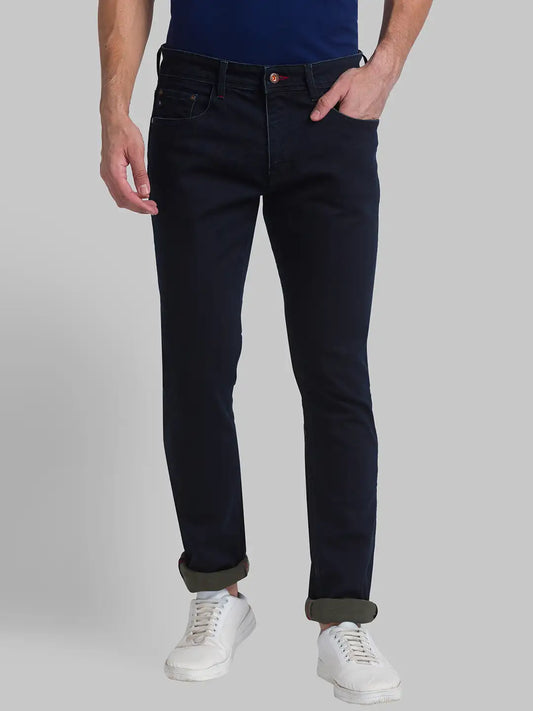 Men Blue Slim Fit Solid Cotton Blend Jeans