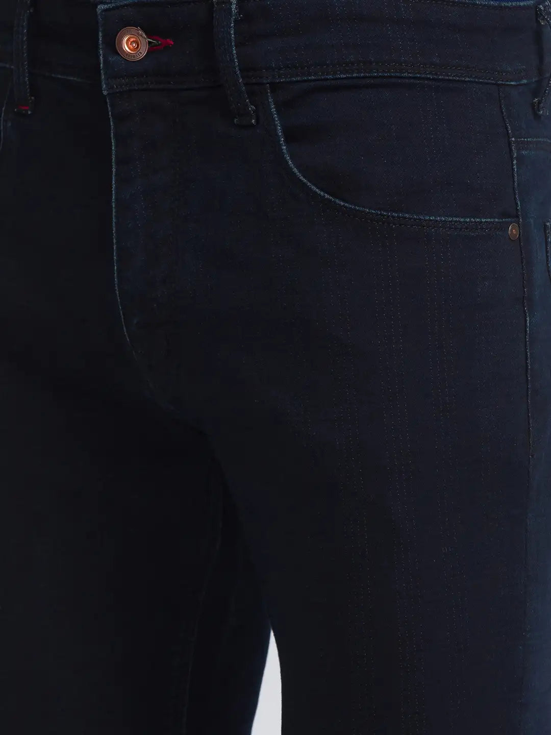 Men Blue Slim Fit Solid Cotton Blend Jeans