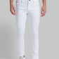 Men White Slim Fit Solid Cotton Blend Jeans