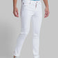 Men White Slim Fit Solid Cotton Blend Jeans