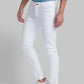 Men White Slim Fit Solid Cotton Blend Jeans