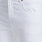 Men White Slim Fit Solid Cotton Blend Jeans