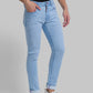 Men Blue Slim Fit Solid Cotton Blend Jeans