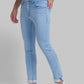 Men Blue Slim Fit Solid Cotton Blend Jeans