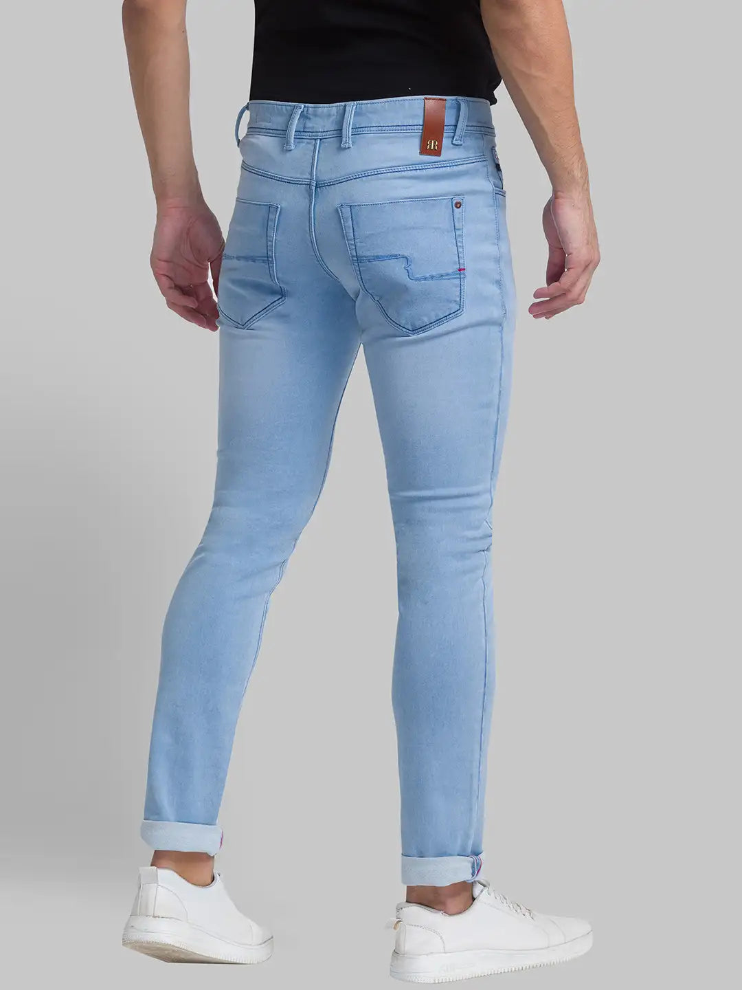 Men Blue Slim Fit Solid Cotton Blend Jeans