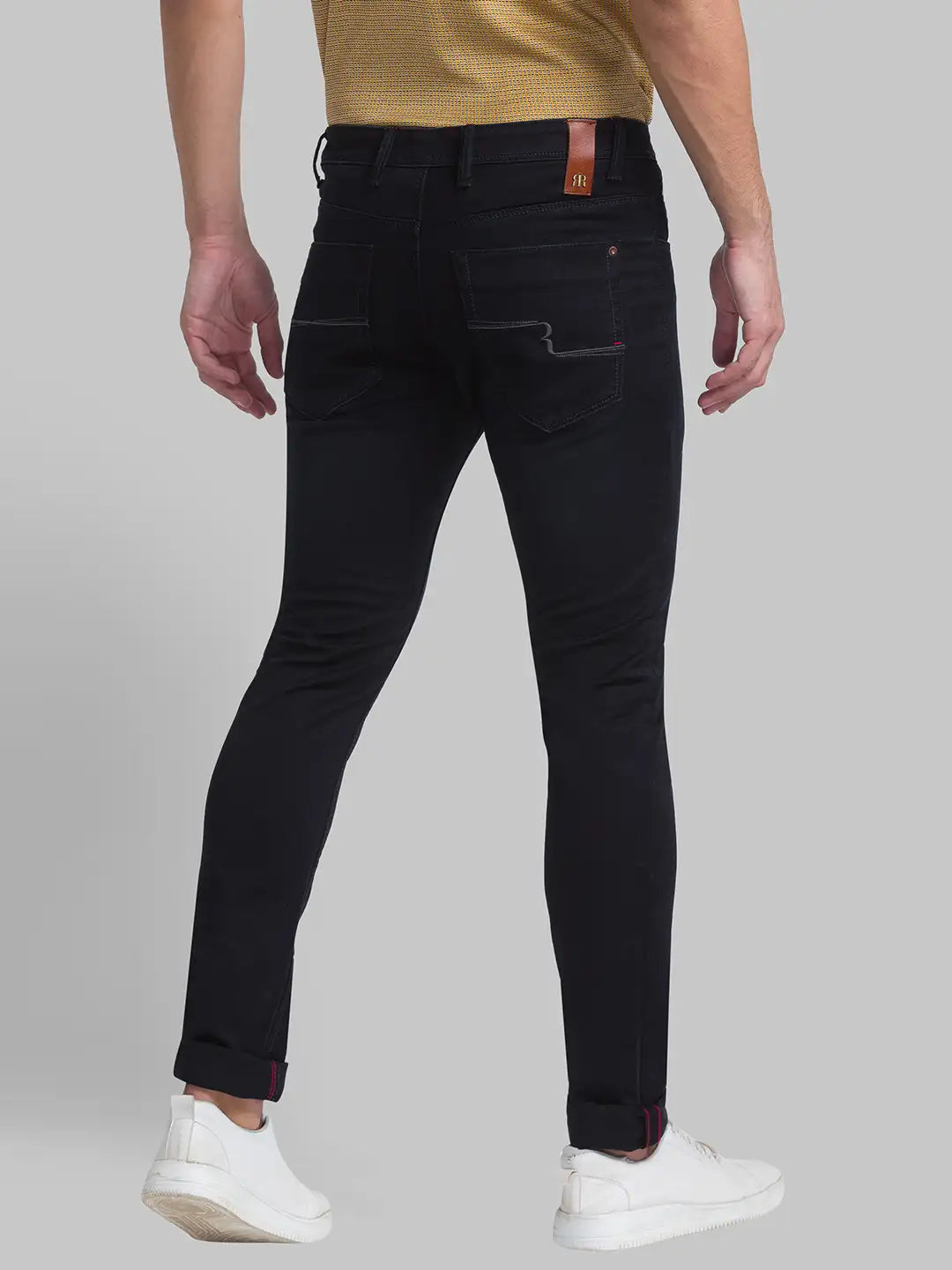 Men Blue Slim Fit Solid Cotton Blend Jeans