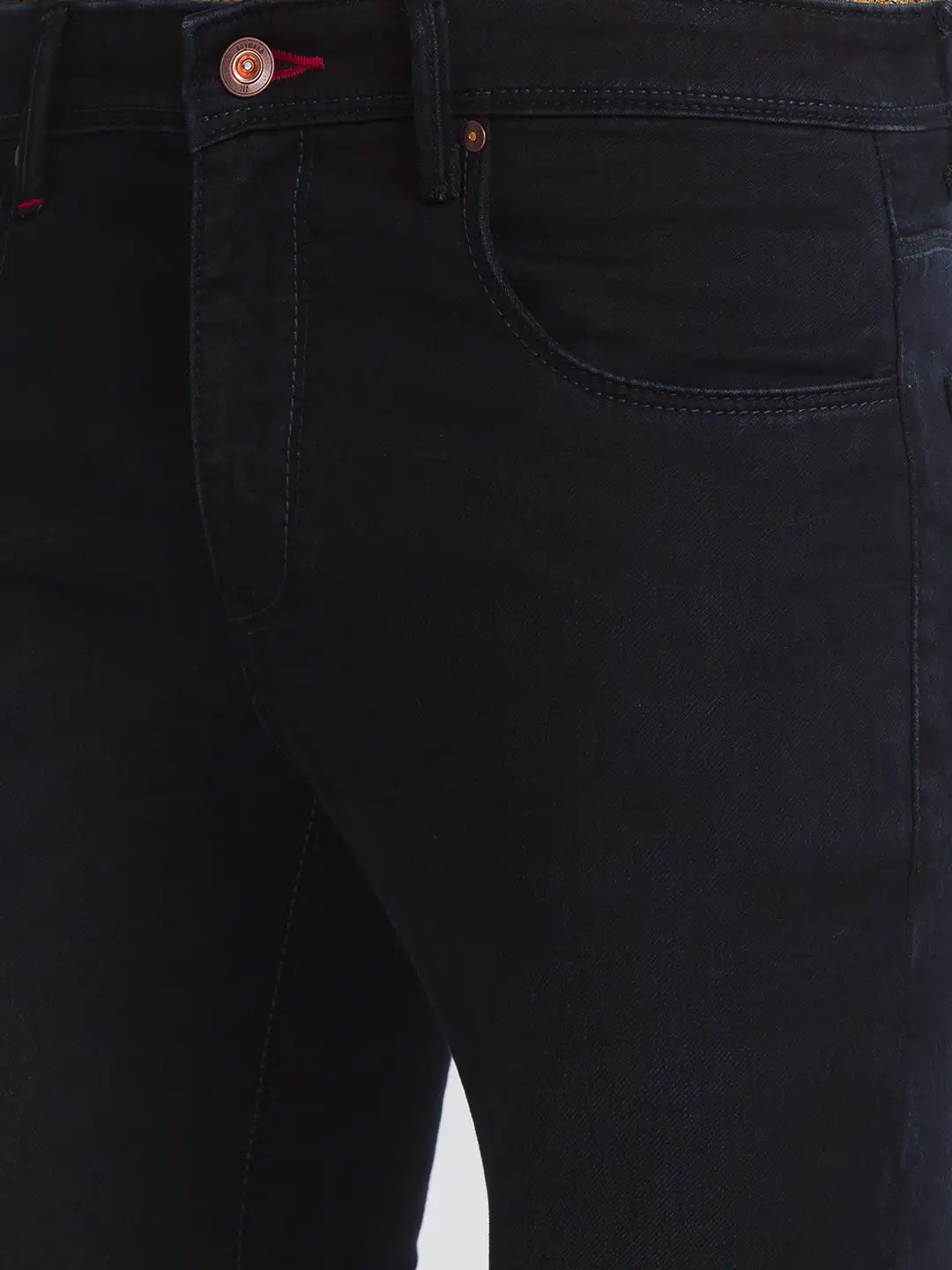 Men Blue Slim Fit Solid Cotton Blend Jeans